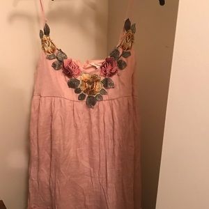 pink flowy strapless dress